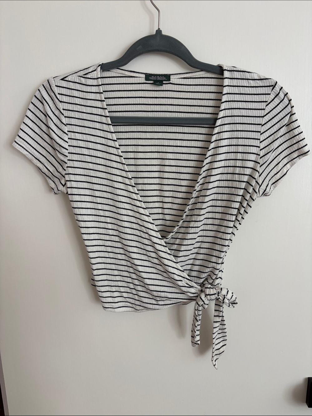 wild fable Black & White Striped Wrap Crop Top